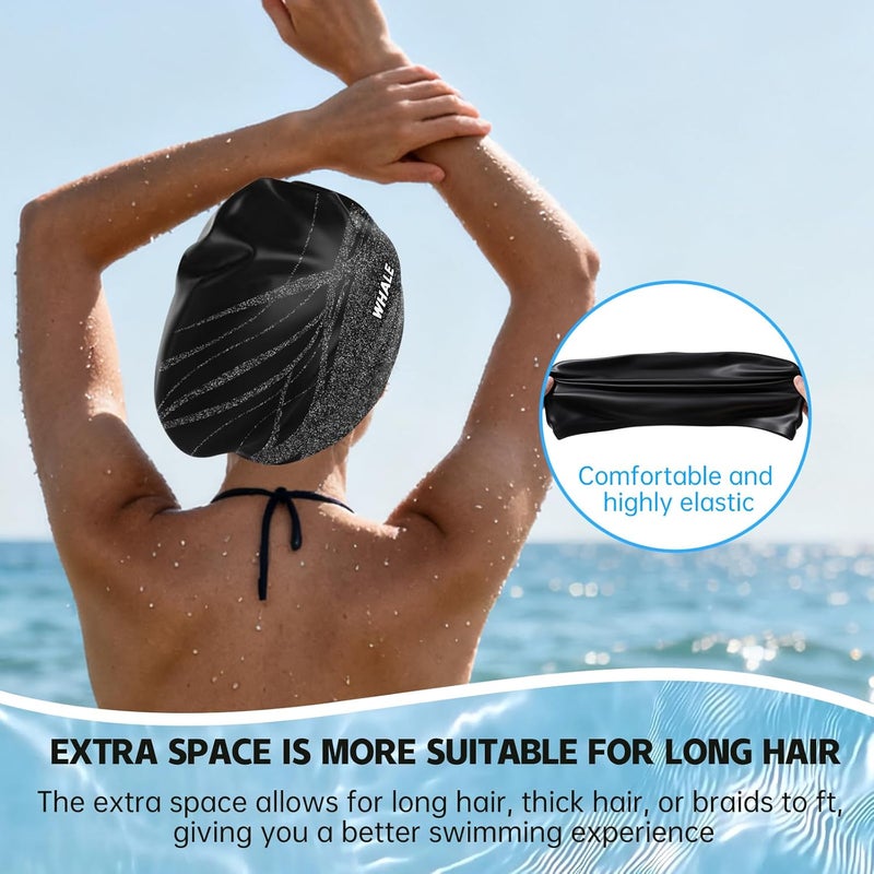 Whale Extra Large Swim Cap Designed for Men and Women with Thick, Long Hair, Hair Extensions Or Afro-Textured Hair Long-Hair Swim Cap Highly Waterproof to Keep Hair Dry - Image 4